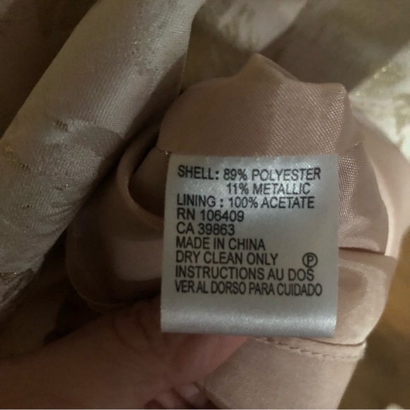 Tahari Cream Blush and Metallic Gold Floral Print Vintage Inspired Dress Sz 8 - Picture 7 of 9